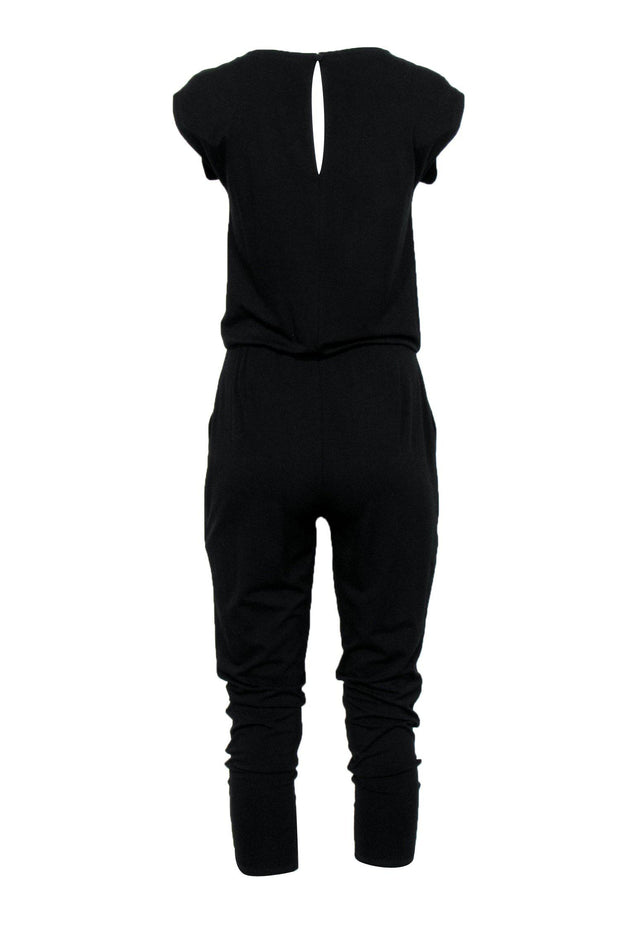 Current Boutique-Eileen Fisher - Black Short Sleeve Skinny Jumpsuit Sz XXS