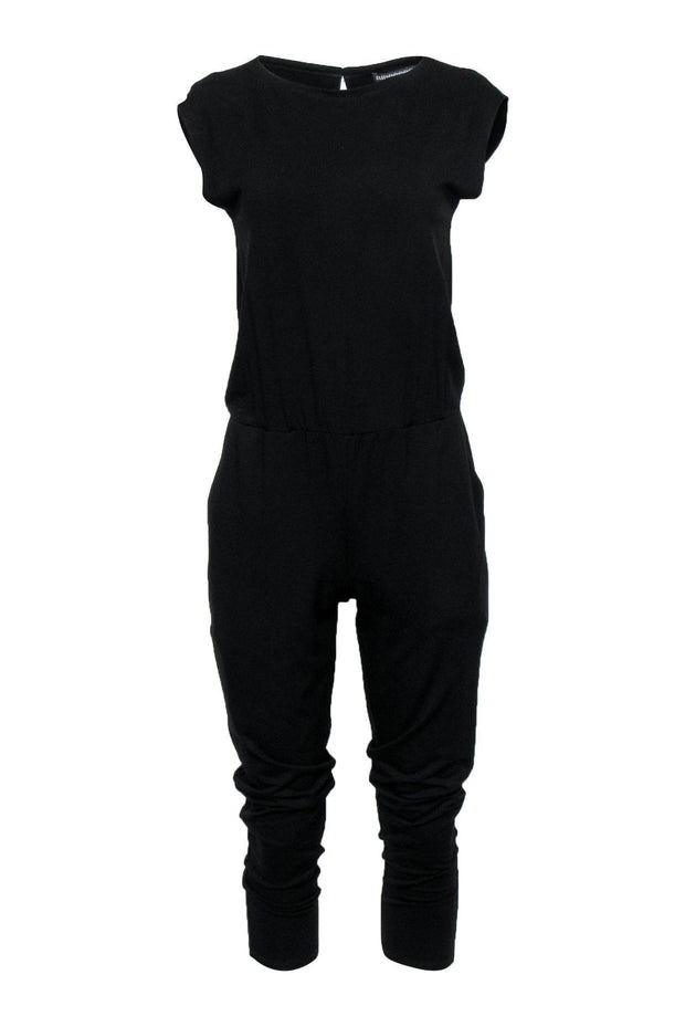 Current Boutique-Eileen Fisher - Black Short Sleeve Skinny Jumpsuit Sz XXS