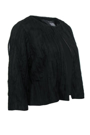 Current Boutique-Eileen Fisher - Black Silk Crinkled Crop Cardigan Sz MP