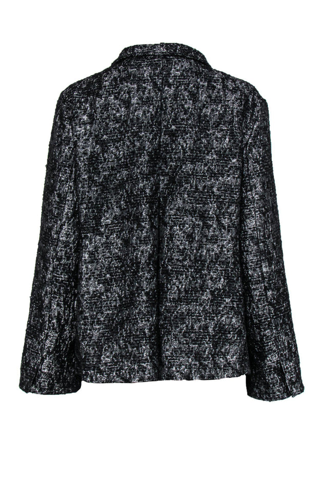 Current Boutique-Eileen Fisher - Black & Silver Textured Open-Front Jacket Sz L
