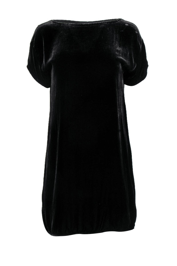Current Boutique-Eileen Fisher - Black Velvet Short Sleeve Dress Sz S