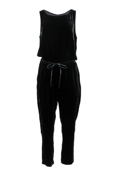 Current Boutique-Eileen Fisher - Black Velvet Sleeveless Jumpsuit Sz M