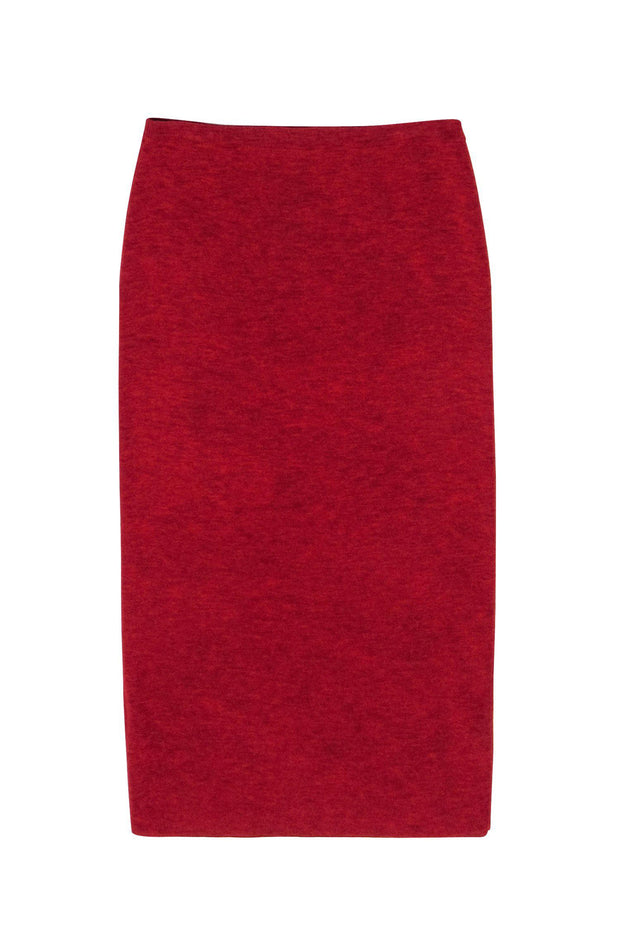Current Boutique-Eileen Fisher - Bright Red Knitted Wool Midi Pencil Skirt Sz PS