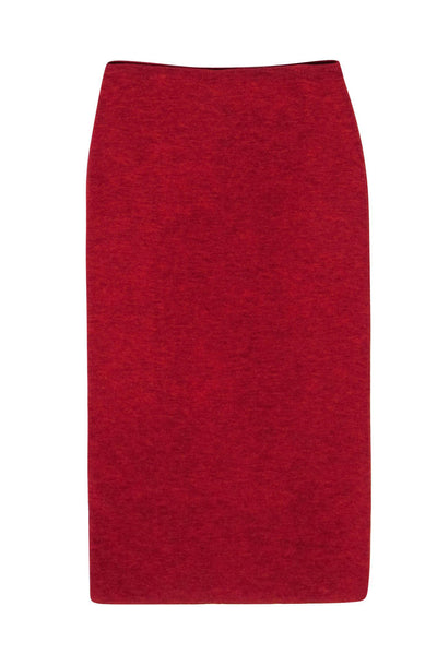 Current Boutique-Eileen Fisher - Bright Red Knitted Wool Midi Pencil Skirt Sz PS