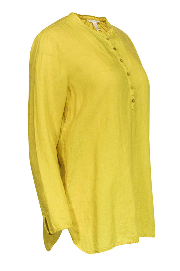 Current Boutique-Eileen Fisher - Bright Yellow Linen Blouse Sz XS