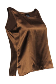 Current Boutique-Eileen Fisher - Bronze Silk Satin Scoop Neck Tank Sz S