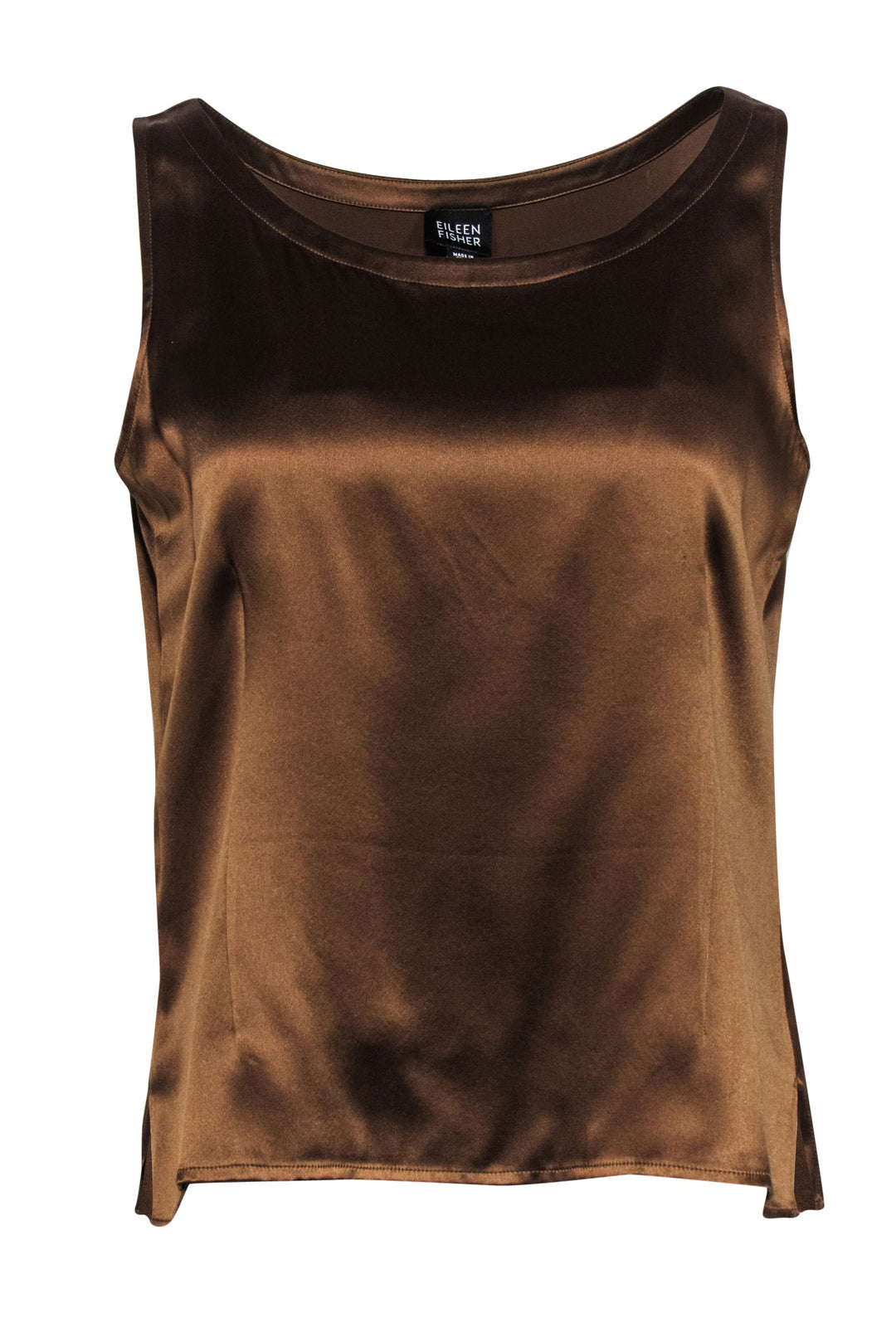 Eileen Fisher popular Silk Tank Metallic Bronze Shell Sleeveless Top