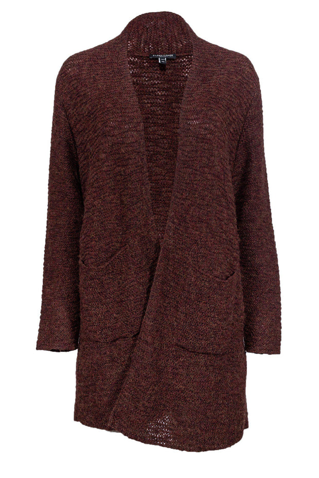 Current Boutique-Eileen Fisher - Brown Baby Alpaca Knit Cardigan Sz PM