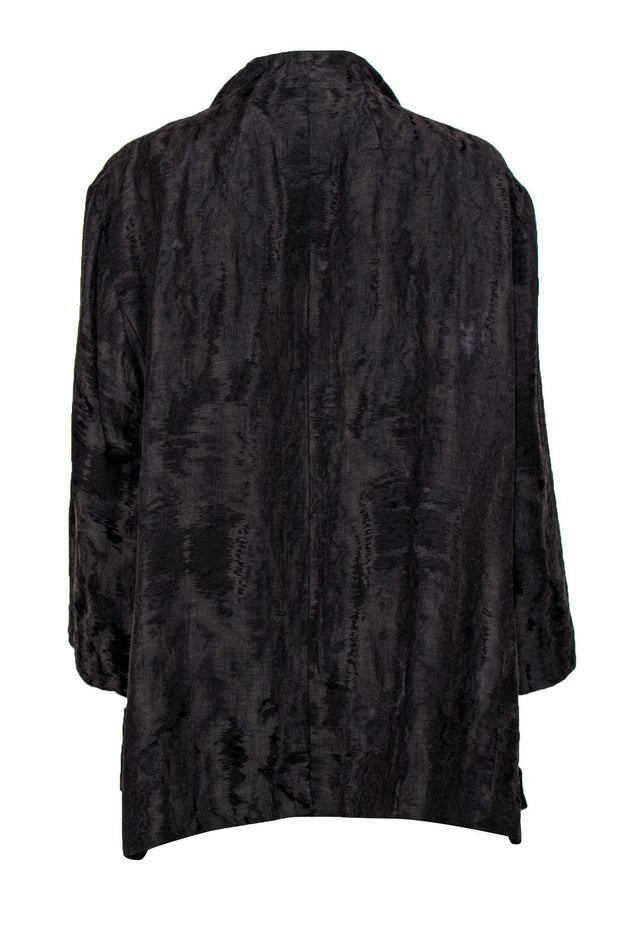 Current Boutique-Eileen Fisher - Brown Shiny Brocade Textured Open Front Jacket Sz 2X