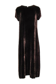 Current Boutique-Eileen Fisher - Brown Velvet Short Sleeve Dress Sz L