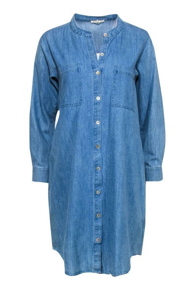 Current Boutique-Eileen Fisher - Chambray Button-Up Long Sleeve Shirtdress Sz S