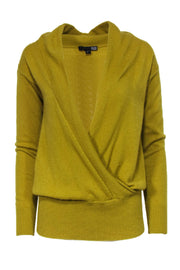Current Boutique-Eileen Fisher - Chartreuse Cashmere Wrap Sweater Sz S