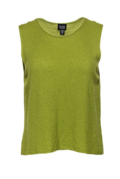 Current Boutique-Eileen Fisher - Chartreuse Knit Wool Tank Sz M