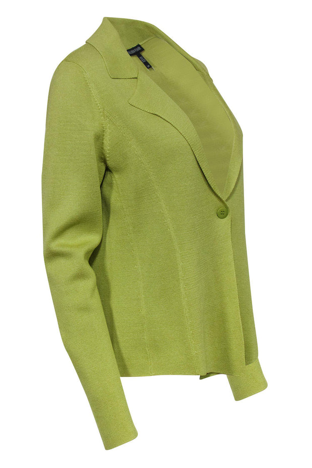 Current Boutique-Eileen Fisher - Chartreuse Single Button Knit Blazer Sz S