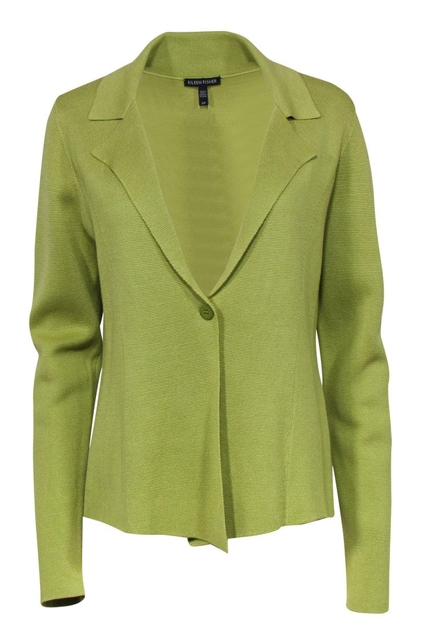 Current Boutique-Eileen Fisher - Chartreuse Single Button Knit Blazer Sz S