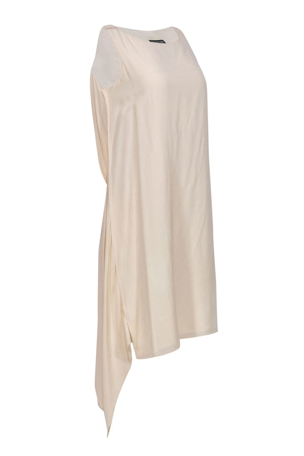 Current Boutique-Eileen Fisher - Cream Silk Shift Dress w/ Asymmetric Hem Sz S