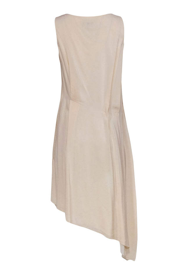 Current Boutique-Eileen Fisher - Cream Silk Shift Dress w/ Asymmetric Hem Sz S