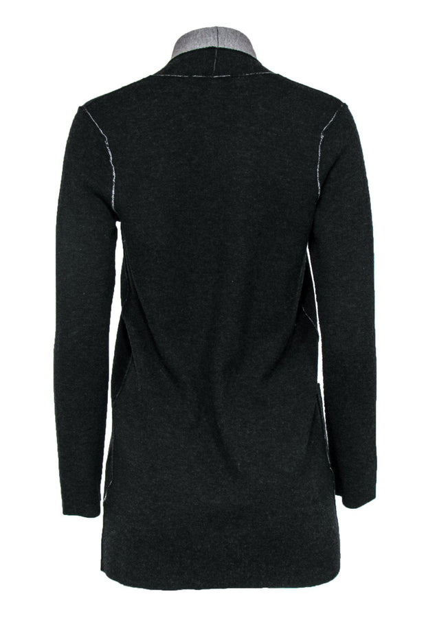 Current Boutique-Eileen Fisher - Dark Grey Knit Open Front Cardigan Sz S