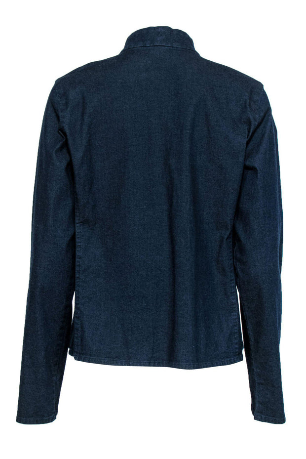 Current Boutique-Eileen Fisher - Dark Wash Zip-Up Denim Jacket Sz M