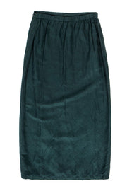 Current Boutique-Eileen Fisher - Forest Green Wrap Linen & Silk Skirt Sz M