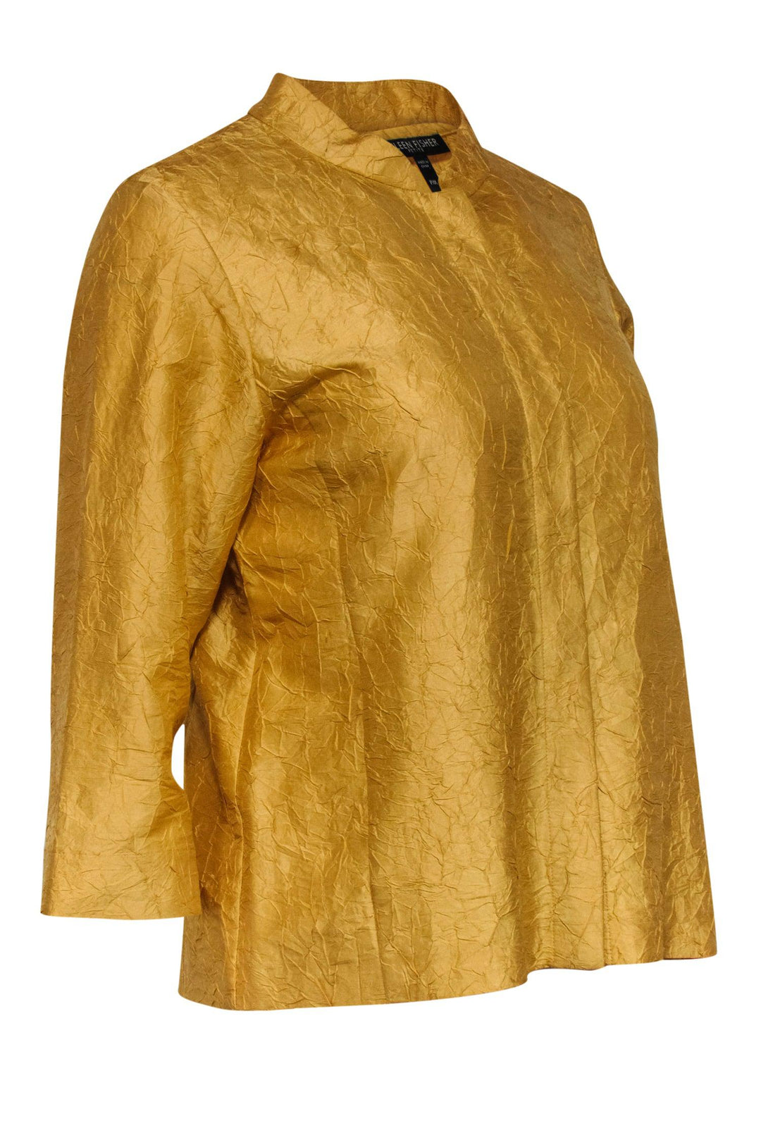 Eileen Fisher Satin Silk Charmeuse Women shops gold Long Sleeves peplum Blouse