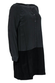 Current Boutique-Eileen Fisher - Gray & Black Colorblock Silk Shift Dress Sz XS