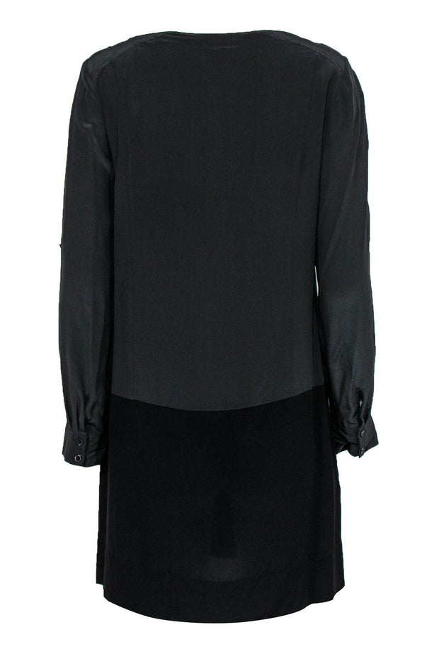 Current Boutique-Eileen Fisher - Gray & Black Colorblock Silk Shift Dress Sz XS