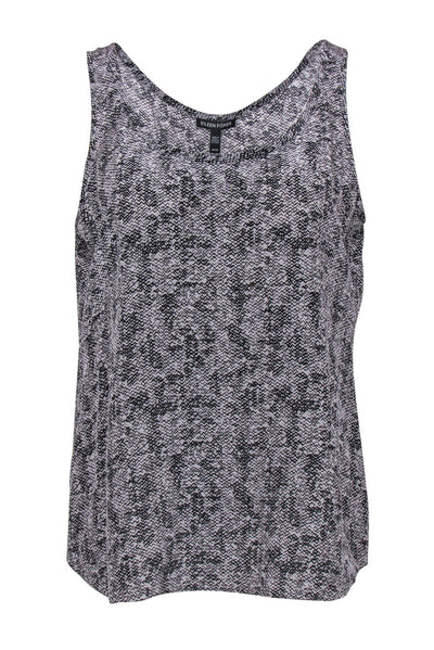 Current Boutique-Eileen Fisher - Gray Printed Silk Tank Sz M