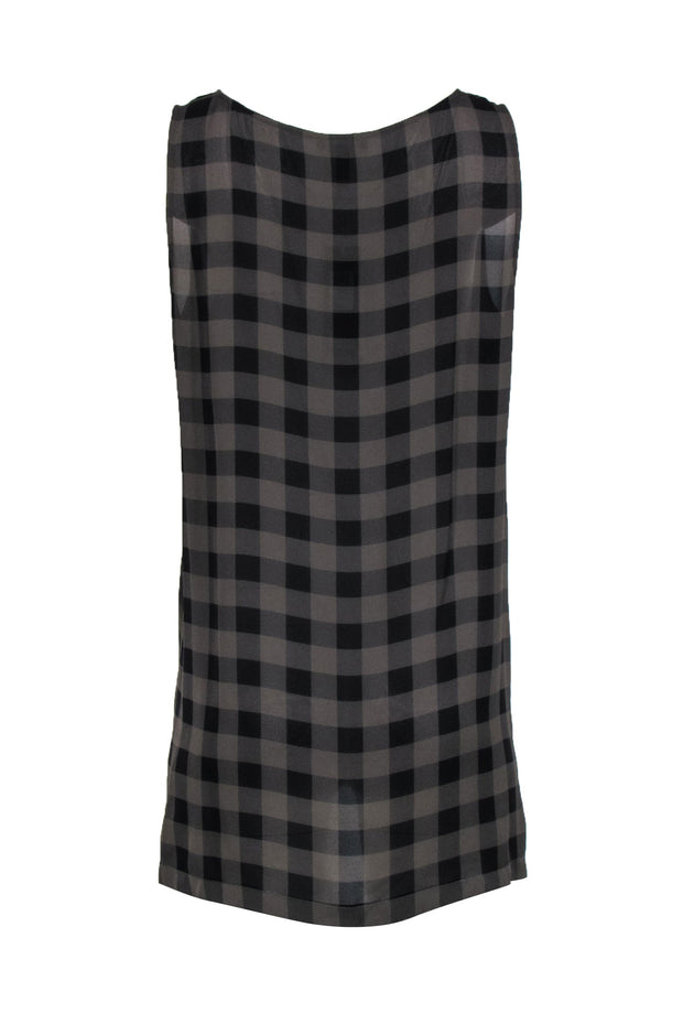 Current Boutique-Eileen Fisher - Green & Black Buffalo Check Sleeveless Silk Tunic Sz M