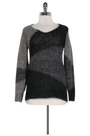 Current Boutique-Eileen Fisher - Grey & Black Knit Sweater Sz P