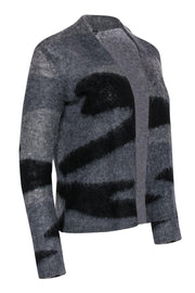 Current Boutique-Eileen Fisher - Grey & Black Marbled Fuzzy Knit Open Front Cardigan Sz XXS