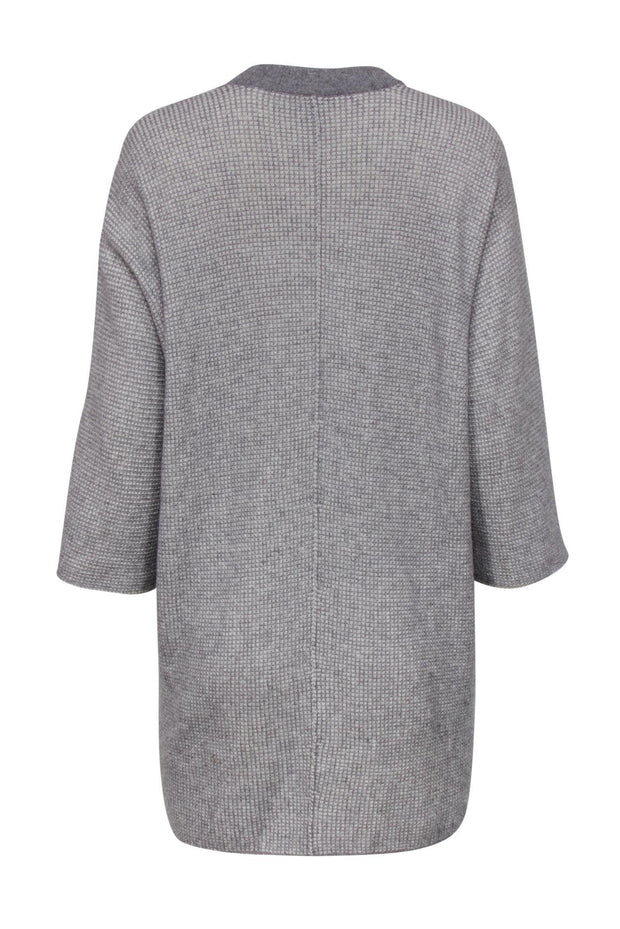 Current Boutique-Eileen Fisher - Grey Cashmere Waffle Knit Open Front Cardigan Sz S