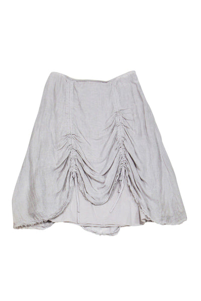 Current Boutique-Eileen Fisher - Grey Linen Skirt w/ Ruching Sz S