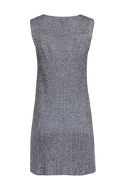 Current Boutique-Eileen Fisher - Grey & Silver Metallic Knit Sleeveless Sweater Sz M