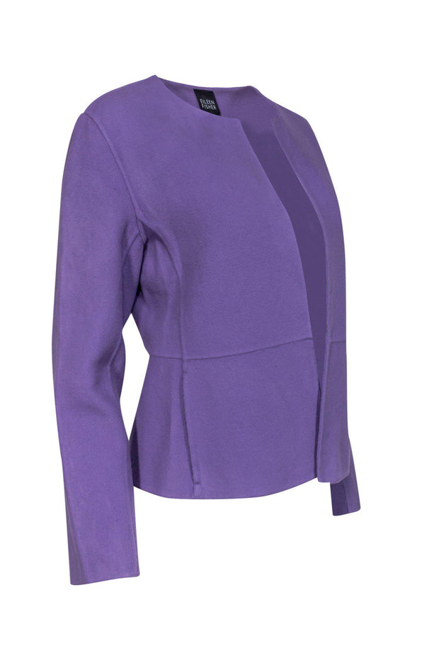 Current Boutique-Eileen Fisher - Lavender Open Front Fleece Jacket Sz XS