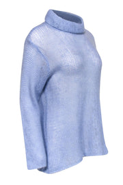 Current Boutique-Eileen Fisher - Light Blue Mohair Blend Knit Turtleneck Sz L