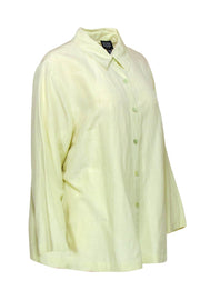 Current Boutique-Eileen Fisher - Light Green Linen Blend Button-Up Blouse Sz 1X
