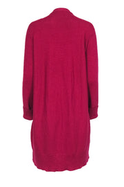 Current Boutique-Eileen Fisher - Magenta Cotton Longline Cardigan Sz XL