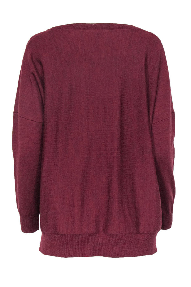 Current Boutique-Eileen Fisher - Maroon High-Low Wool Knit Sweater Sz PM