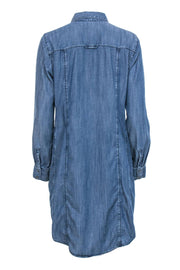 Current Boutique-Eileen Fisher - Medium Wash Chambray Button-Up Shirt Dress Sz M