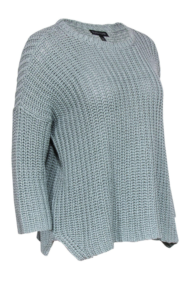 Current Boutique-Eileen Fisher - Mint Green Chunky Knit Cotton Sweater Sz M