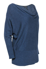 Current Boutique-Eileen Fisher - Navy Cowl Neck Dolman Sleeve Tunic-Style Sweater Sz M