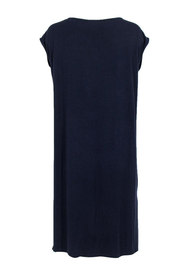 Current Boutique-Eileen Fisher - Navy High-Low Hem Shift Dress Sz M