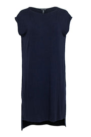 Current Boutique-Eileen Fisher - Navy High-Low Hem Shift Dress Sz M