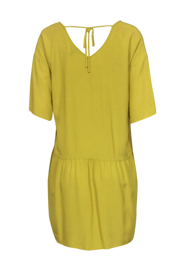Current Boutique-Eileen Fisher - Neon Citron Drop Waist Short Sleeve Shift Dress Sz S