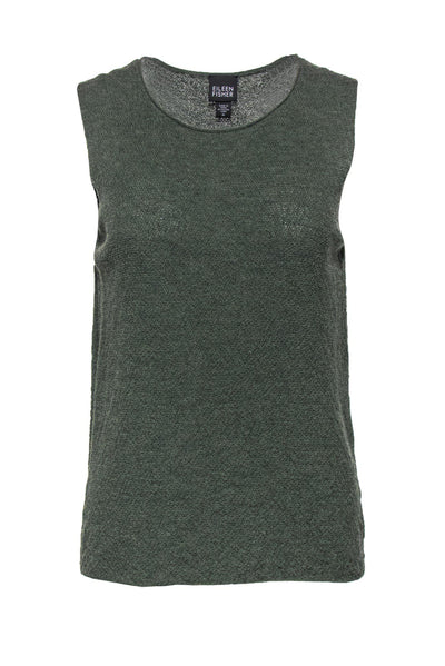 Current Boutique-Eileen Fisher - Olive Green Knit Wool Tank Sz M