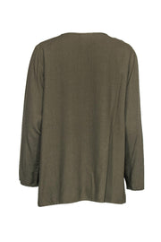 Current Boutique-Eileen Fisher - Olive Green Silk Button Down Blouse Sz 2