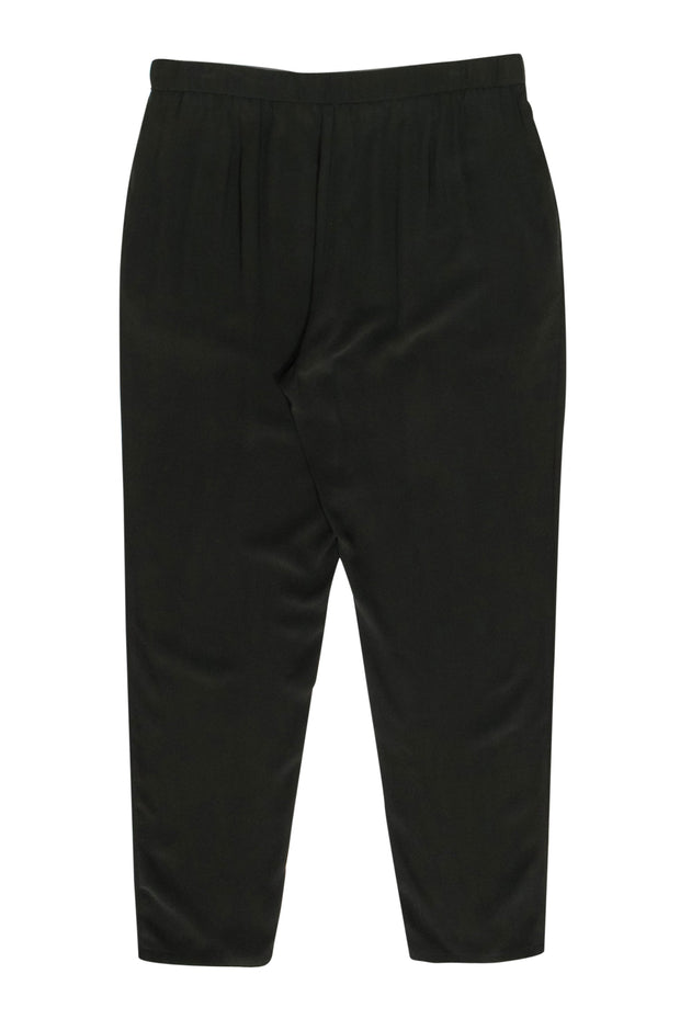 Current Boutique-Eileen Fisher - Olive Silk Straight Leg “Georgette” Pants Sz M