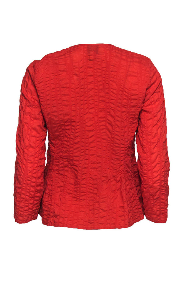 Current Boutique-Eileen Fisher - Orange Button Down Textured Shirt Sz PP