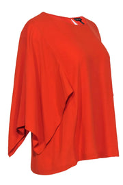 Current Boutique-Eileen Fisher - Orange Cape Sleeve Silk Blouse Sz M